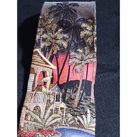 Vintage Colorful Croft & Barrow Tropical Landscape Necktie With Exotic Design - Picture 6 of 13